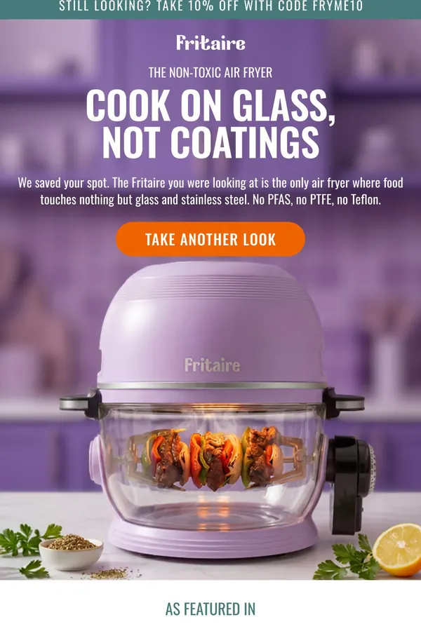 Browse abandonment email for a DTC air fryer brand