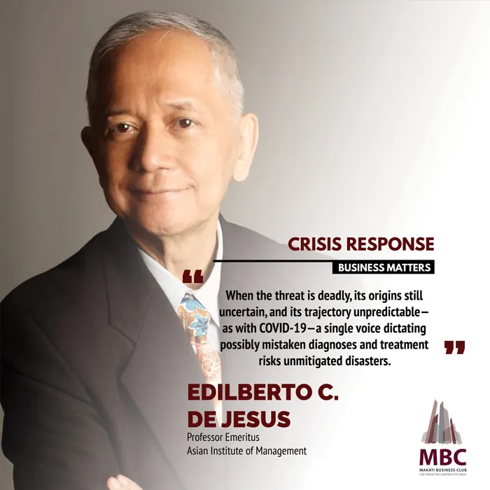 Business Matters card: Crisis response, Edilberto C. de Jesus